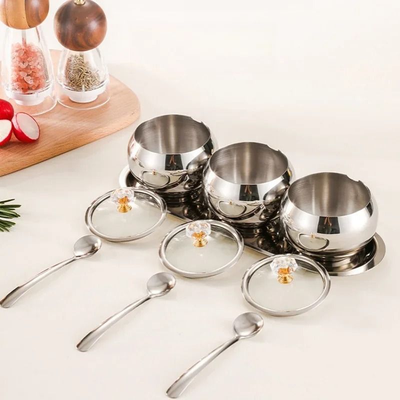 Gold & Silver Stainless Steel Luxury Condiment Set