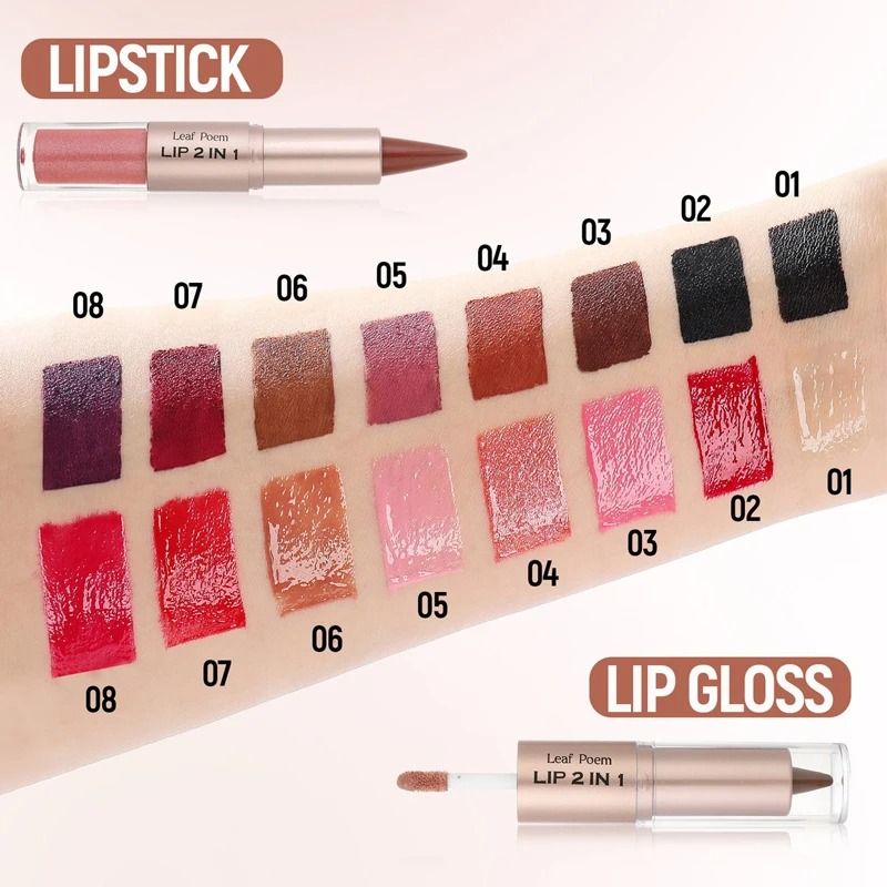 2-in-1 Plumping Lip Contour & Glaze | Double-Head Crystal Lip Gloss Set