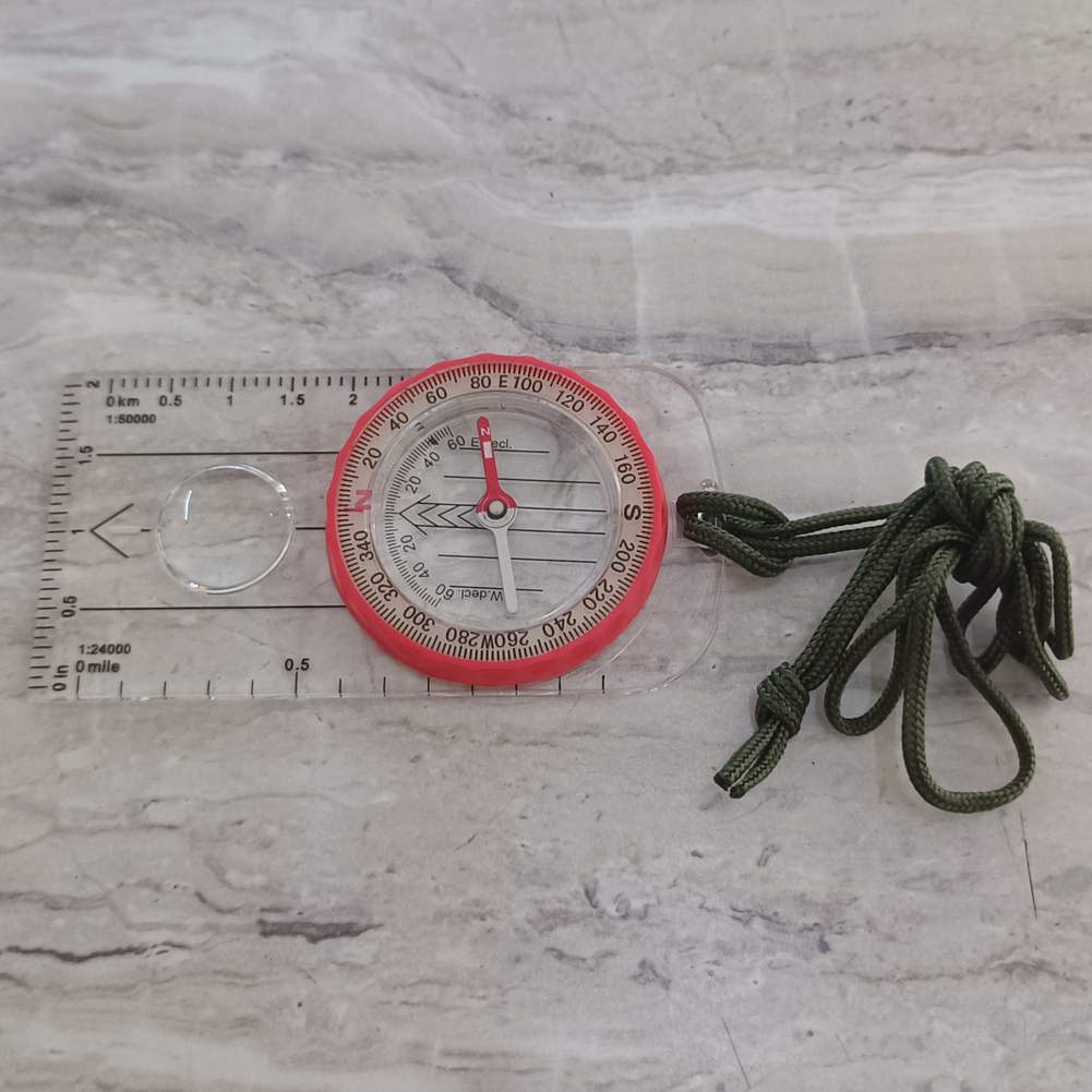 High Accuracy Survival Compass Waterproof Shockproof Hiking Compass with Magnifier Navigation Tool