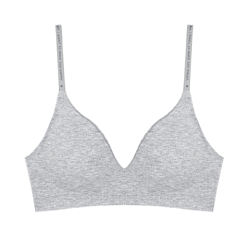 Women Wireless Bra, Deep V Padded Bralette, Sexy Trendy Stripe Knitting Bras, Solid Ladies Underwear