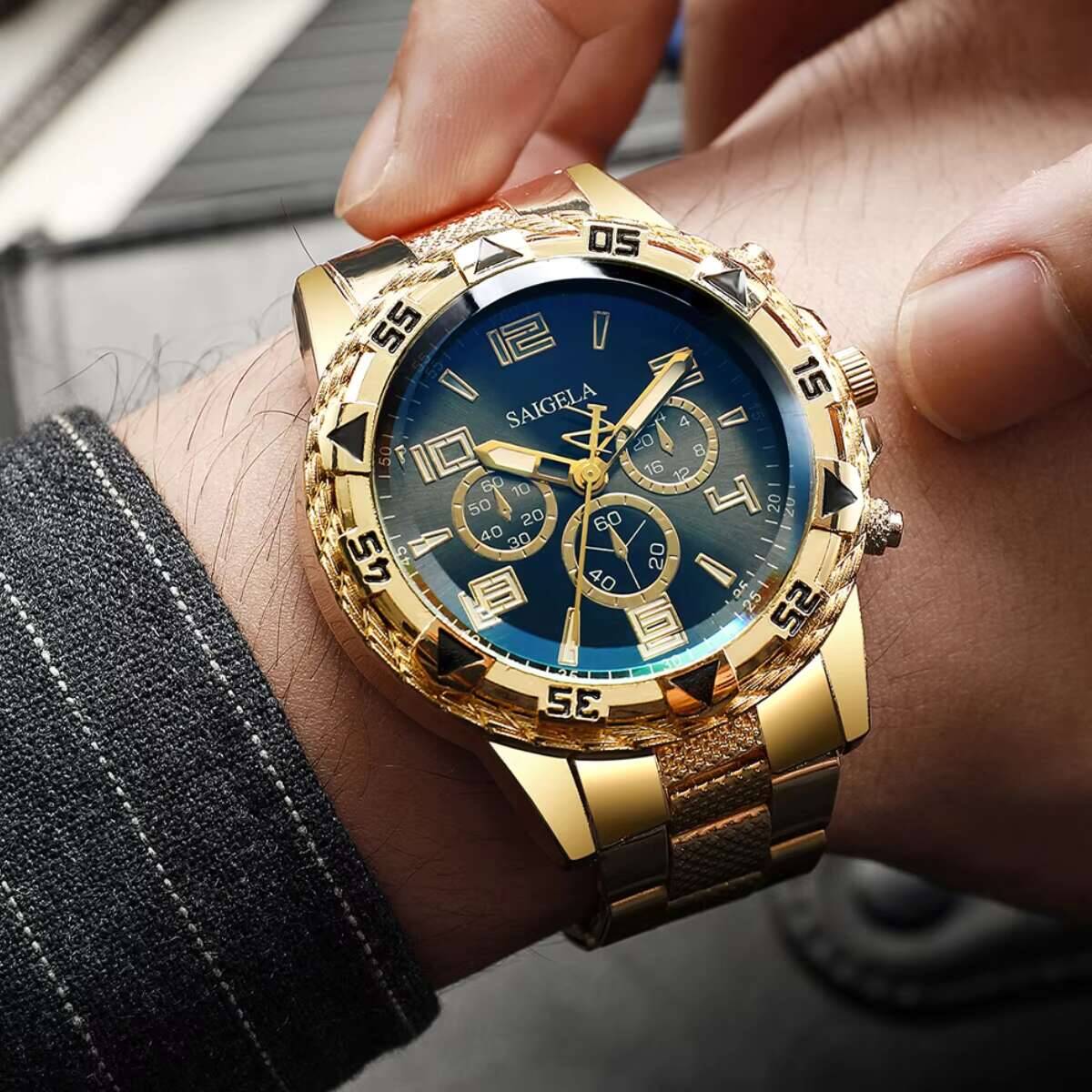 Large Dial Mens Quartz Watch Stylish Business & Casual Timepiece