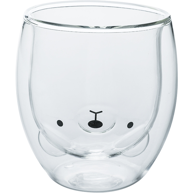Creative Animal Glass Cup, Double Wall Insulated Mug, Bear Cat Dog Coffee Cup, Milk Juice Cup, Birthday Christmas Gift