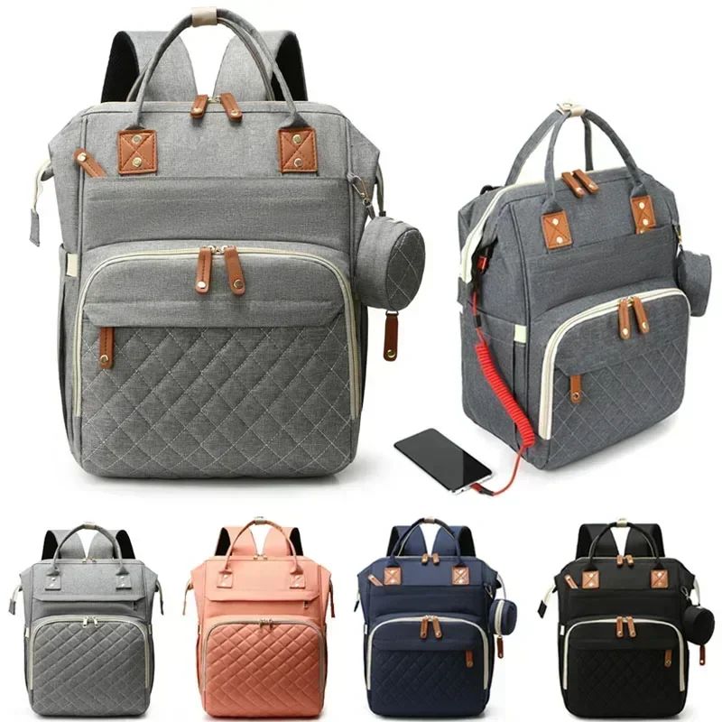 USB Mummy Diaper Bag Backpack – Large Capacity Waterproof Baby Care Maternity Nappy Bag with Wet Pockets