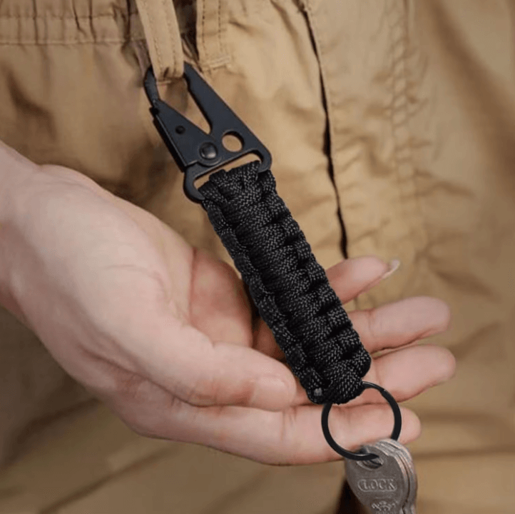 Heavy-Duty Paracord Keychain with Carabiner – Military Braided Survival Keychain Lanyard for Camping, Hiking & Everyday