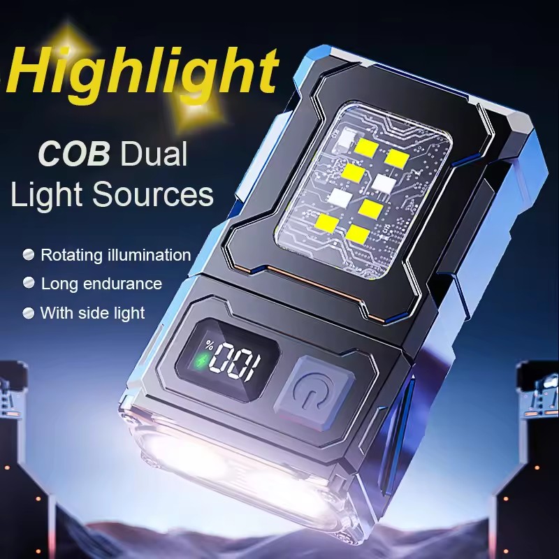 Tactical Mini Portable LED Flashlight with Clip USB Rechargeable EDC Work Light