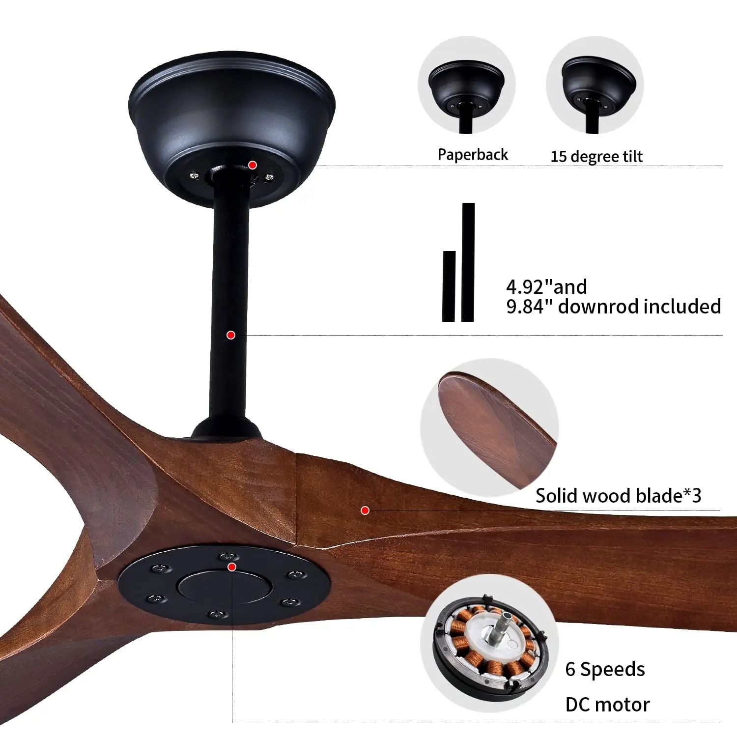 Industrial-Retro Variable Frequency Ceiling Fan
