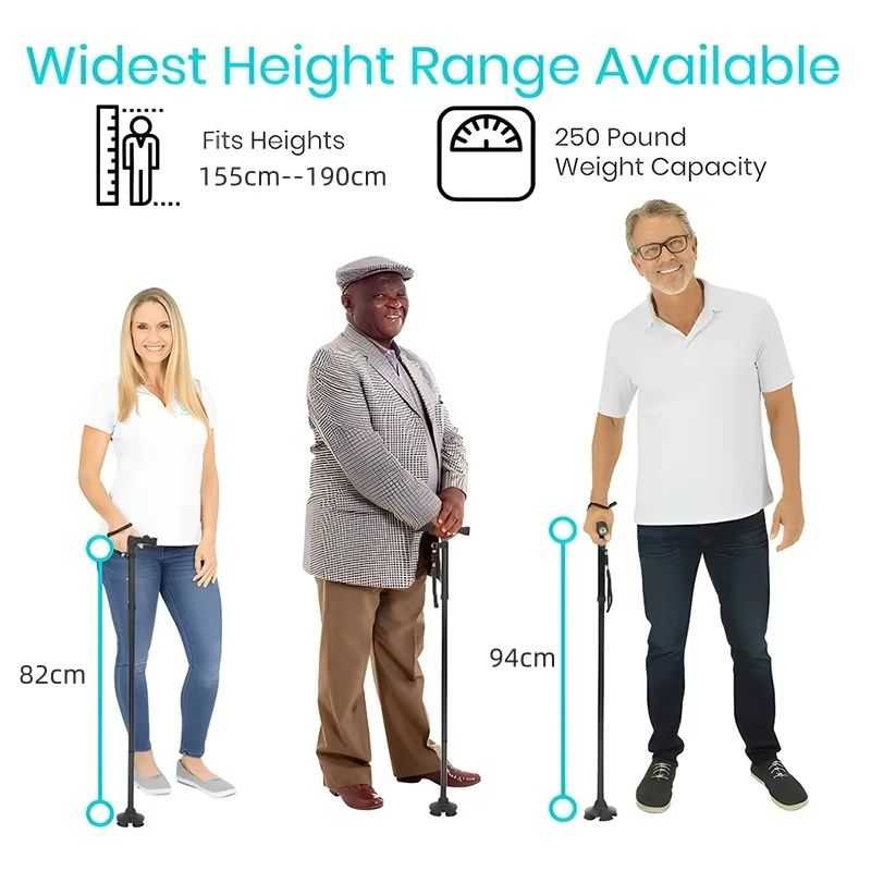 Adjustable Folding Walking Cane with LED Light – Lightweight, Anti-Slip Support for Seniors