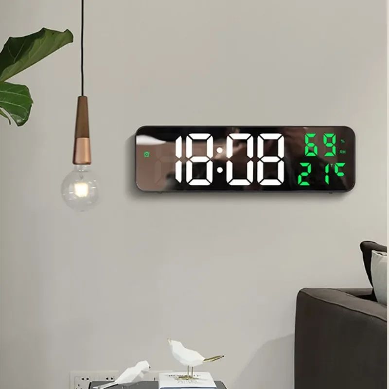 9-Inch USB Digital Wall Clock – Large LED Display with Temperature, Humidity & Alarm Function