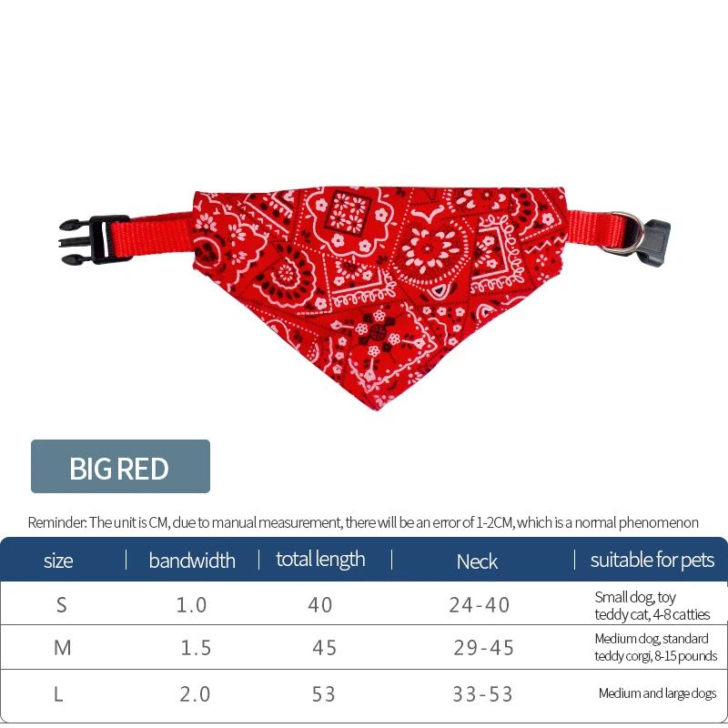 Adjustable Pet Triangle Bandana – Cute Printed Dog & Cat Saliva Scarf with Collar Strap