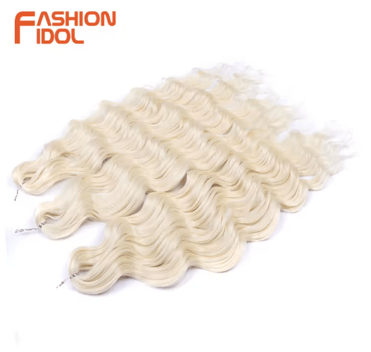 Anna Hair 24 Inch Loose Deep Wave Synthetic Crochet Braiding Hair Ombre Blonde Water Wave