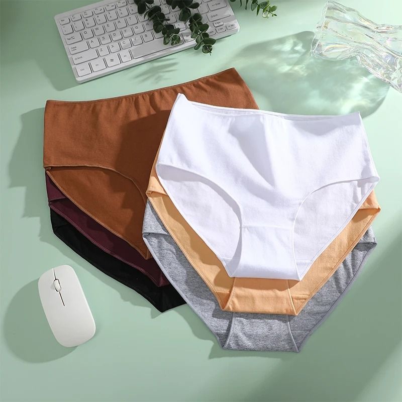 6 Piece Womens Cotton High Waist Seamless Briefs Breathable Everyday Underwear Set