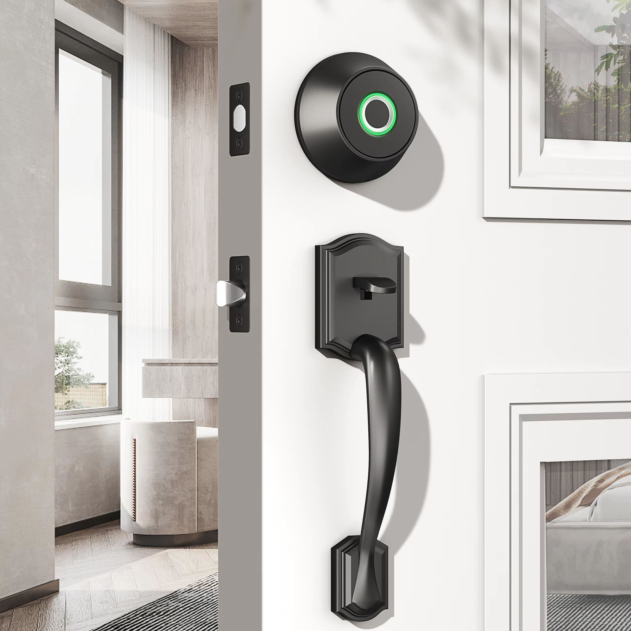 Automatic Smart Deadbolt Lock with Fingerprint, Bluetooth & Key Unlocking, Keyless Entry