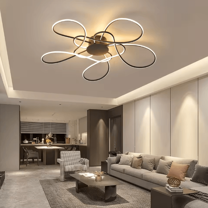 Modern Gold Chrome LED Chandelier – Luxury Minimalist Ceiling Light Fixture for Living Room & Bedroom