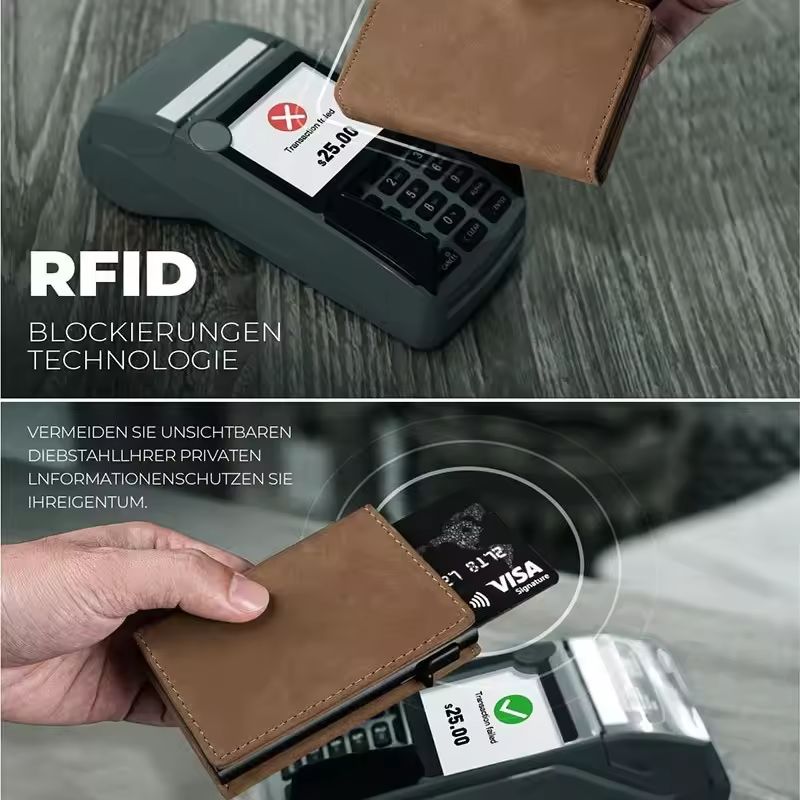 Mens RFID Wallet Slim Trifold with Coin Pocket and Card Holder