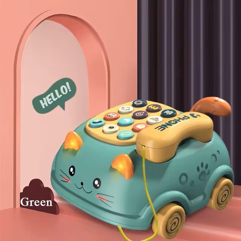 3-in-1 Baby Musical Phone Toy Interactive Learning Cat Phone with Lights & Stories