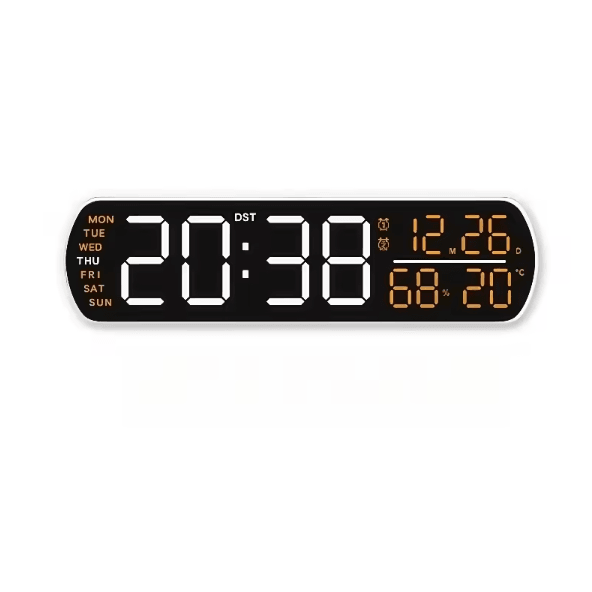 Multifunction LED Digital Alarm Clock – Auto-Dimmable Temperature & Humidity Desk Clock with Dual Alarm & Countdown Time