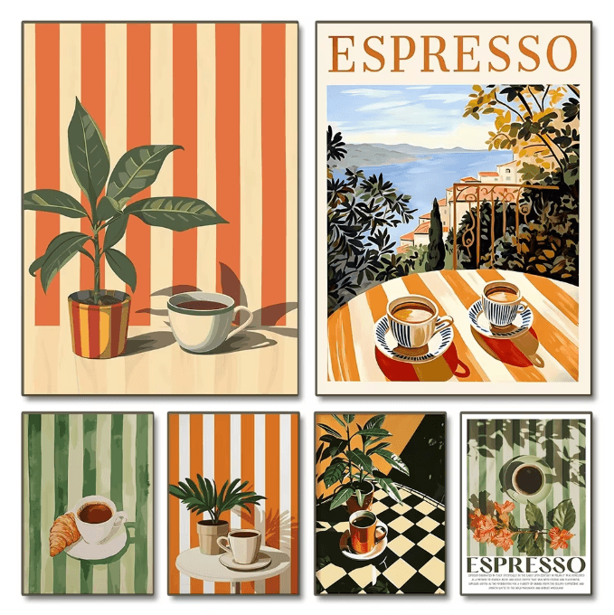 Retro Coffee Wall Art Print – Minimalist Kitchen Poster for Coffee Lovers & Cafe Decor