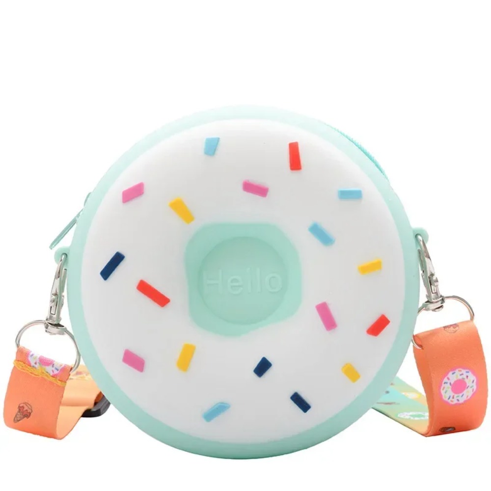 Children Silicone Crossbody Bag Rainbow Donut Small Handbag Baby Girl Adjustable Strap