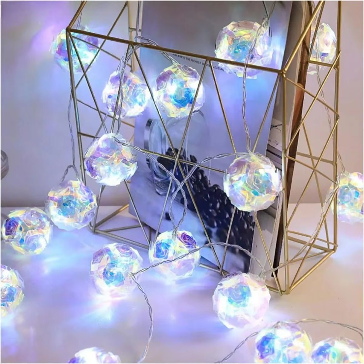 Romantic Rose Flower LED String Lights – 4.92ft rose flower string lights for Bedroom & Garden Decor