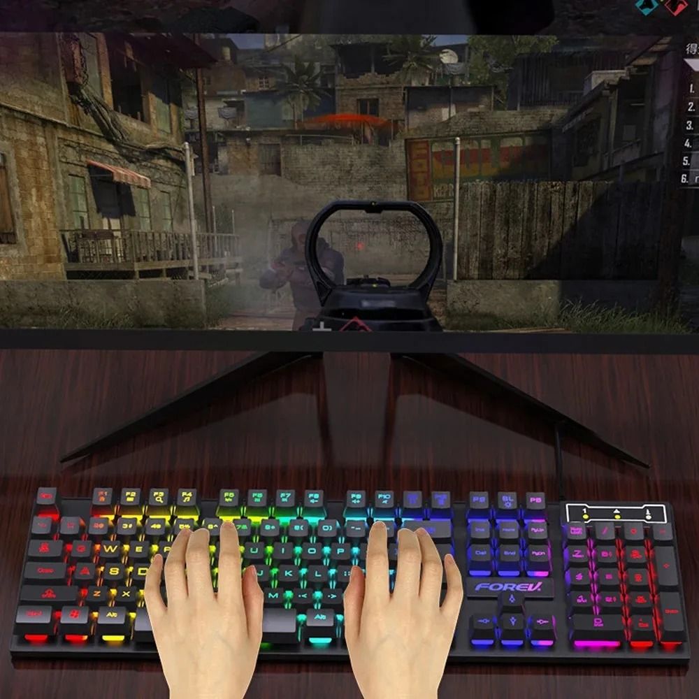 RGB USB Wired 104 Key Mechanical Feel Gaming Keyboard