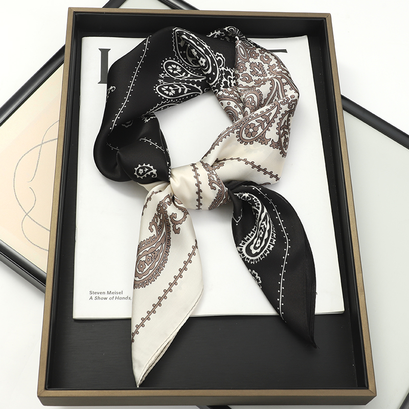 Satin Square Scarf, Bandana Hair Skinny Tie Wrap Foulard, Femme Handkerchief Shawl
