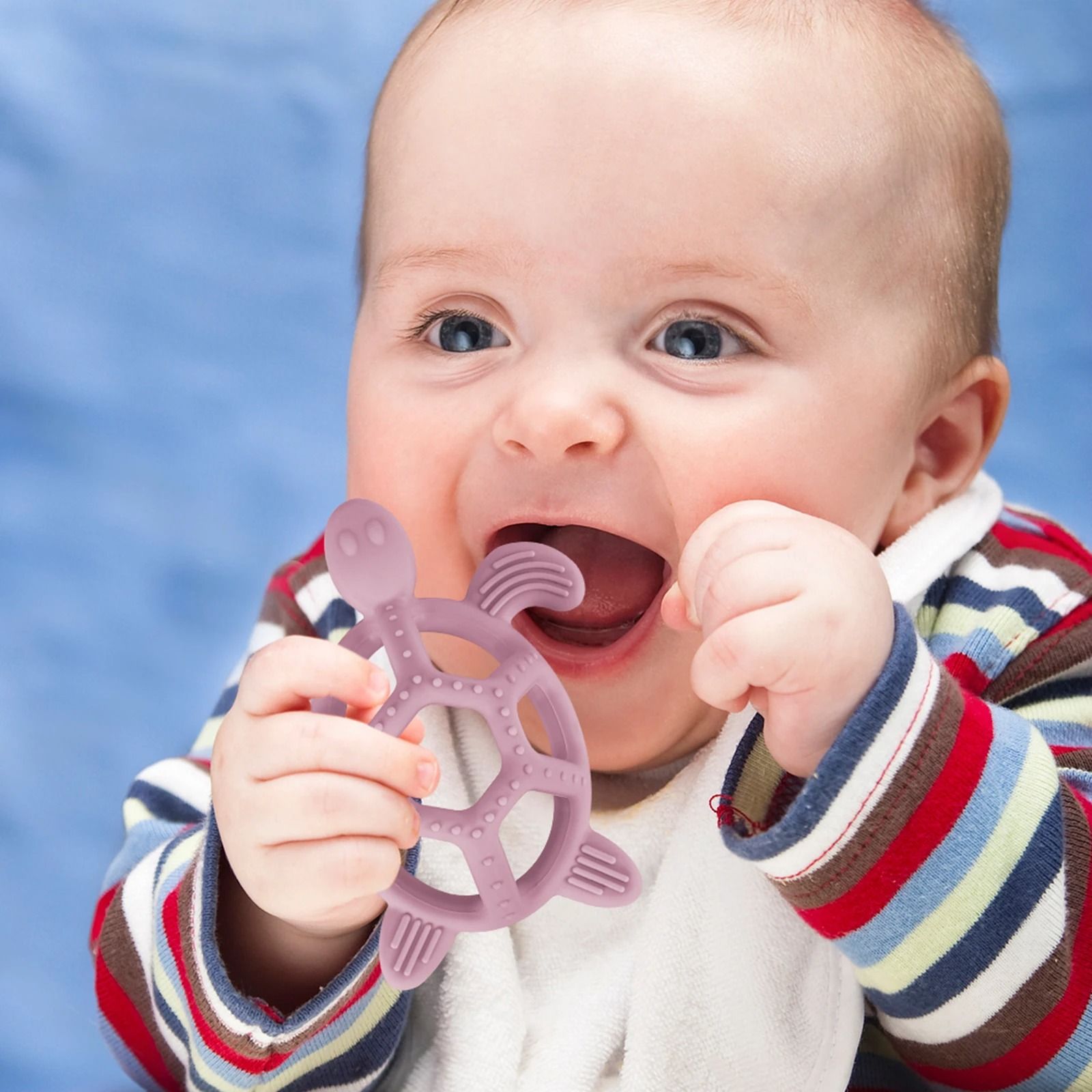 Silicone Turtle Baby Teether – Food-Grade Cartoon Animal Molar Toy