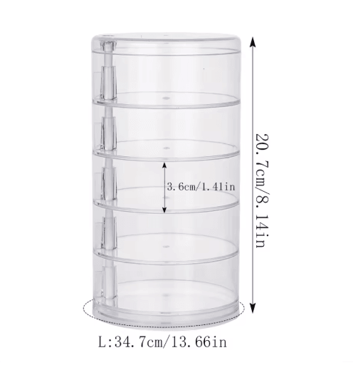 Rotating Jewelry Storage Box with Cover and Multi Layer Organizer