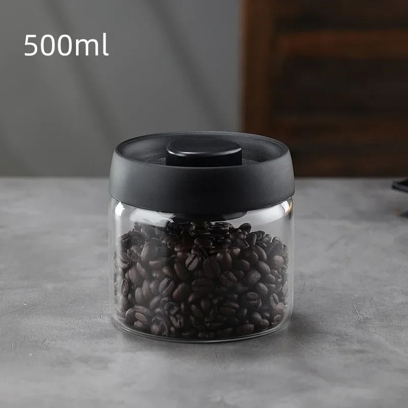 Glass Coffee Bean Storage Jar Airtight Vacuum Container with Moisture Proof Seal Lid