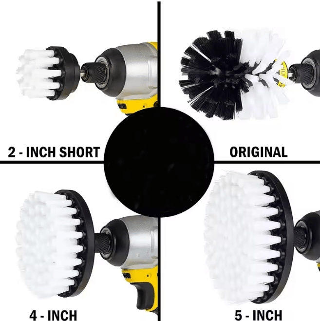 PowerScrub Pro Drill Brush Attachment Set with Extender for Car Bathroom and Kitchen Cleaning