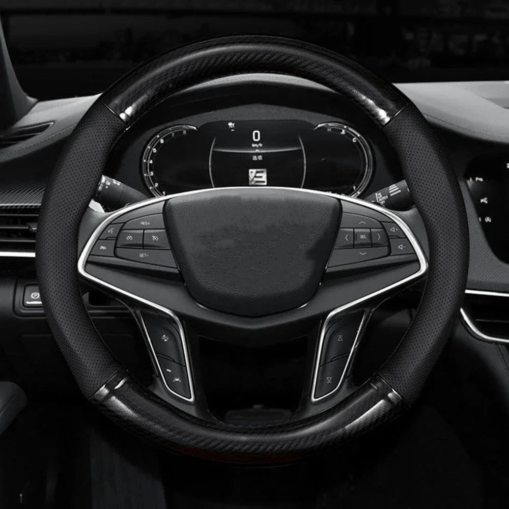 CarbonEdge Universal Car Steering Wheel Cover – Anti-Slip Leather Grip