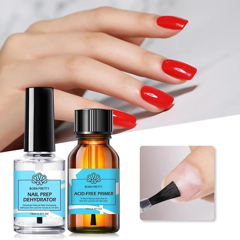 Long Lasting Nail Primer and Top Coat Set for Smooth Glossy Finish
