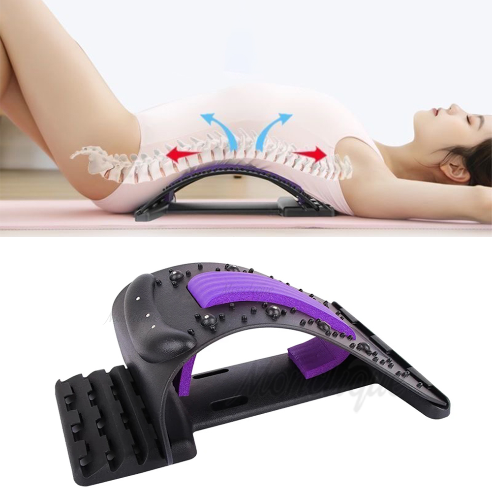 Lower Upper Lumbar Spine Support Pillow Neck, 4-Level Adjustable Back Stretcher, Orthopedic Traction Frame, Fitness