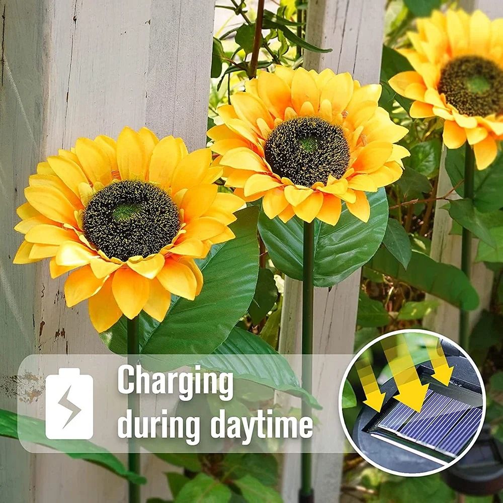 Simulated Solar Sunflower Smart Garden Light Waterproof LED