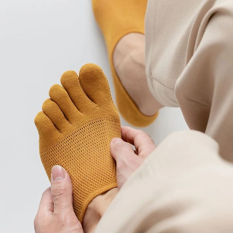 3 Pairs Mens Breathable Toe Socks Casual Finger Boat Socks