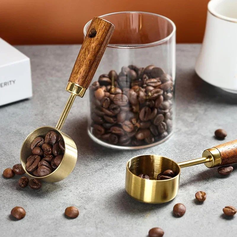 15ml Stainless Steel Coffee Measuring Spoon with Wooden Handle