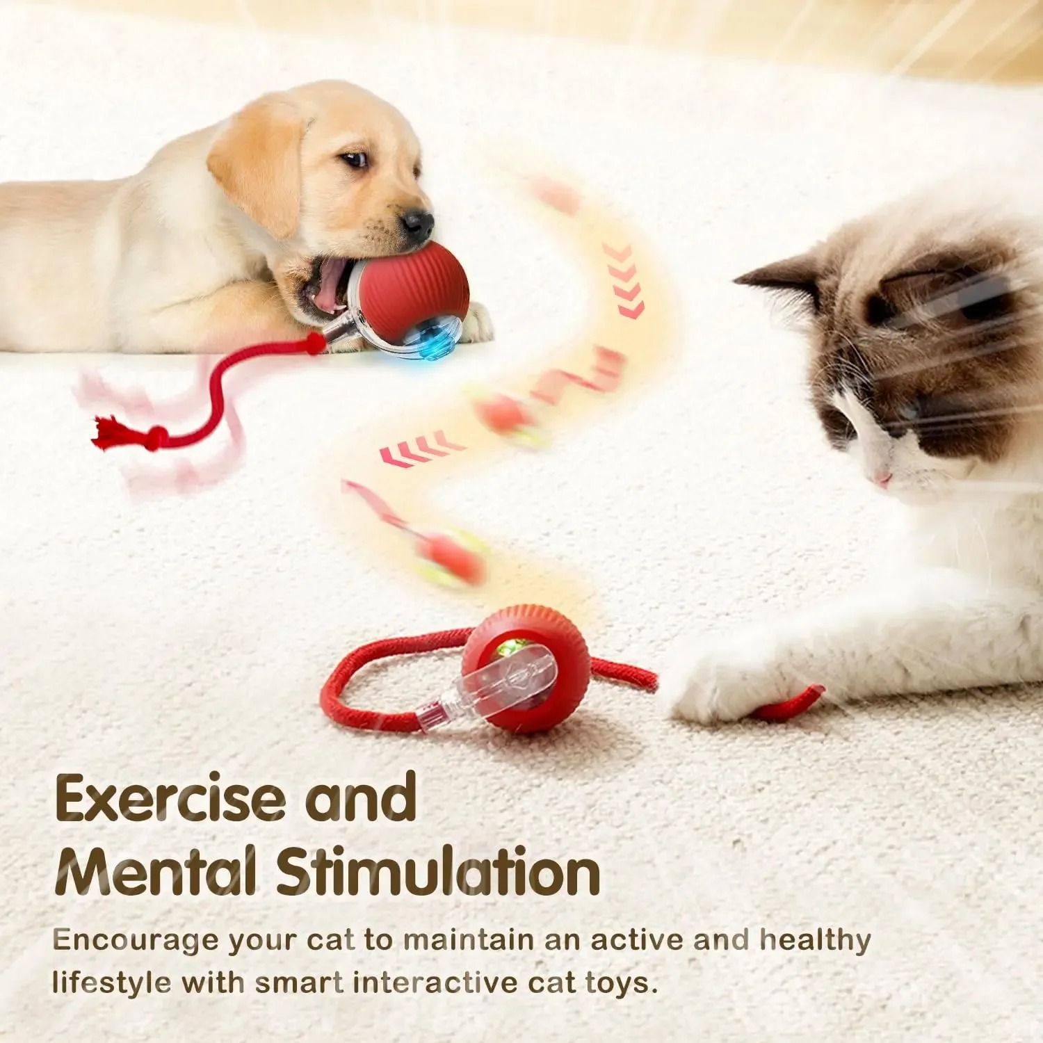 Smart Interactive Rolling Pet Ball with Tail