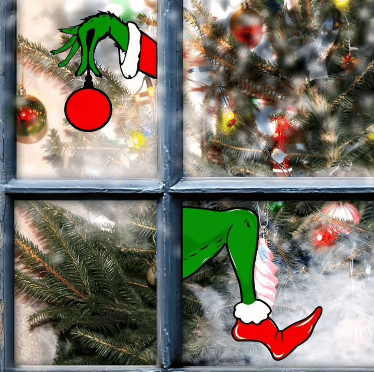 WhovilleFest Christmas Wall Stickers – Fun Grinch-Inspired Holiday Vinyl Decals