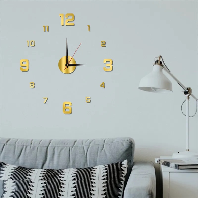 Modern DIY Wall Clock: 40cm/16'' Frameless 3D Mirror Sticker Clock for Home, Office, Hotel, Restaurant, School Decoratio
