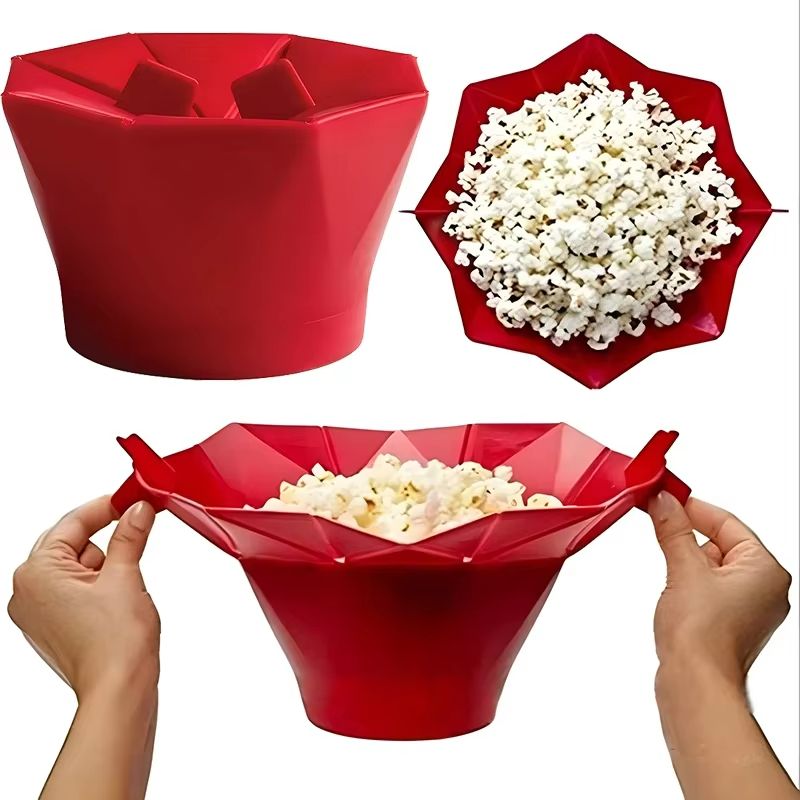 Foldable Silicone Popcorn Bowl – Microwaveable DIY Popcorn Maker Bucket