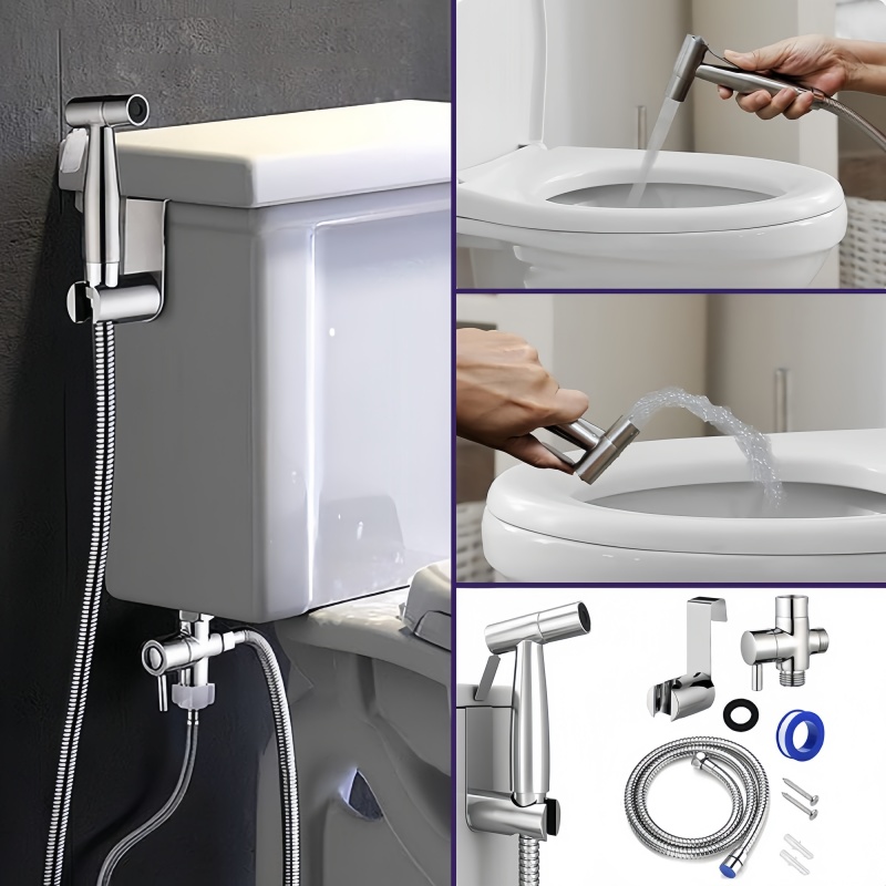 Stainless Steel Handheld Bidet Toilet Sprayer Kit Shattaf Jet for Personal Hygiene