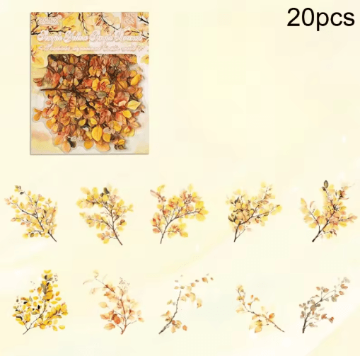 Retro Plant & Flower PET Stickers (20-Pack) – DIY Journal & Scrapbooking Decoration Set