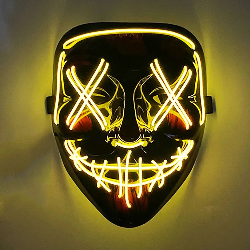 Neon Glow LED Purge Mask – Wireless Light Up Halloween Cosplay Mask