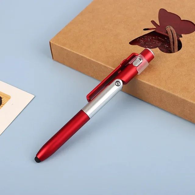 4-in-1 Multifunction Stylus Ballpoint Pen – Foldable Phone Holder, Flashlight & Touchscreen Pen