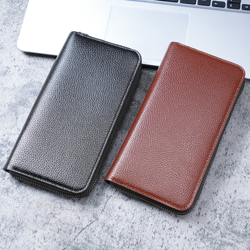 Premium Long Mens Zipper Wallet Multi Function Business & Phone Clutch