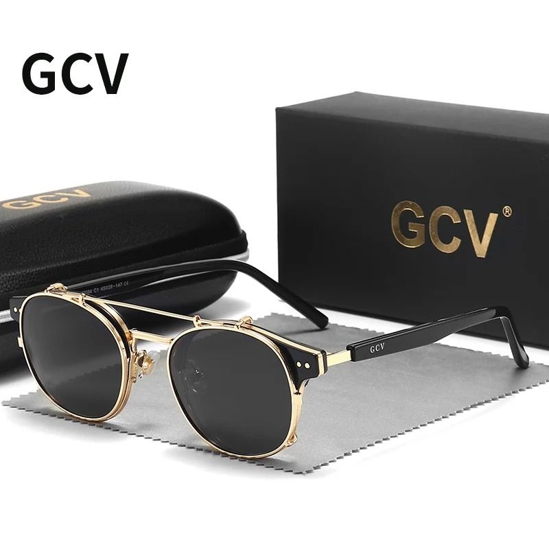 Double Layer Removable Lens Gothic Steampunk Sunglasses