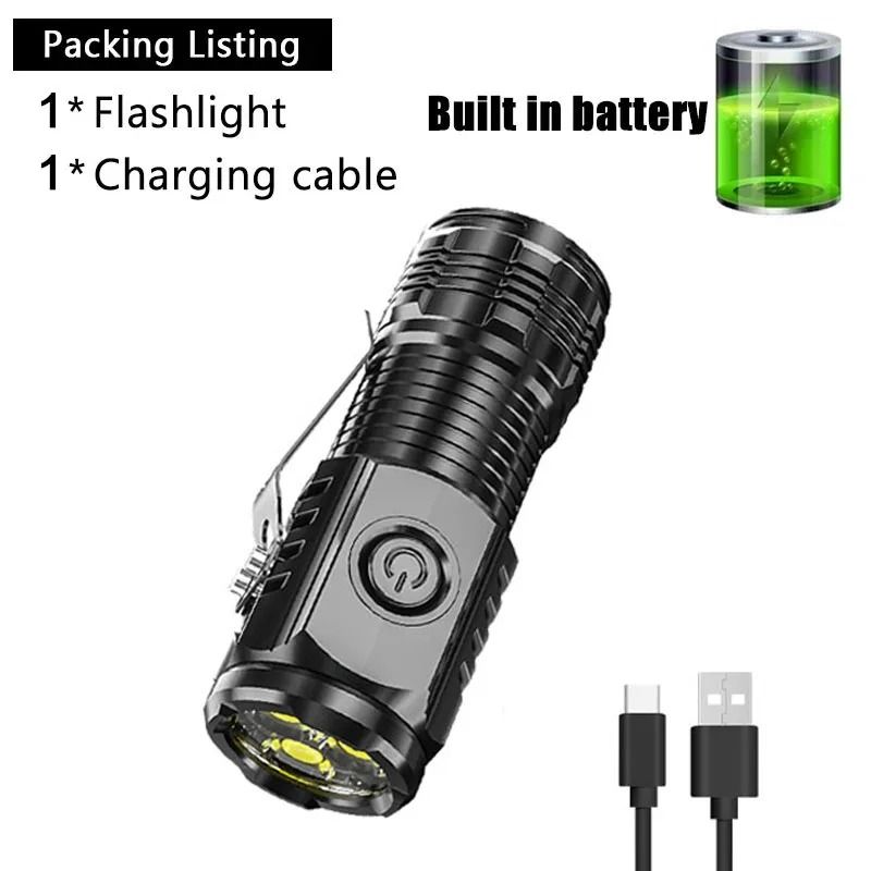Mini LED Flashlight with Pen Clip and Magnetic Base USB Rechargeable