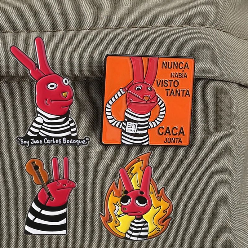 Humor Comedy Character Enamel Pin Cartoon Red Eared Animal Lapel Badge for Backpacks and Clothing