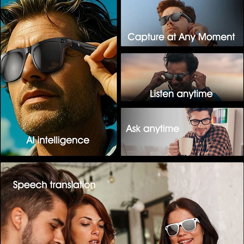 4K HD AI Smart Glasses with Camera and Bluetooth Call Function