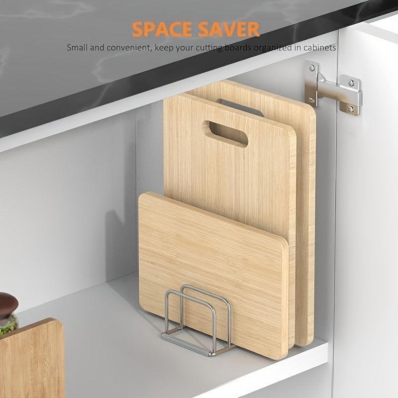 Stainless Steel Pot Lid and Cutting Board Organizer Combo, Space-Saving Heavy-Duty Rack, Kitchen Organizer