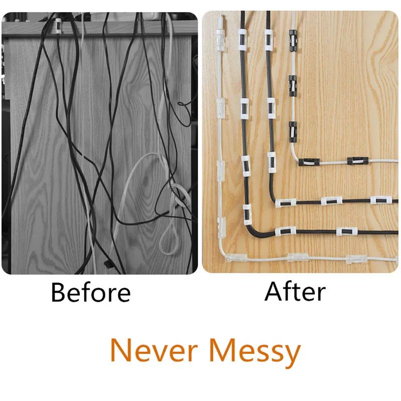 Adhesive cable clips 20-Pack Self-Adhesive Desk & Home Cord Organizer for Clean Cable Management
